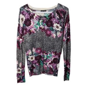 LEO & UGO purple floral shirt rayon nylon Small @i